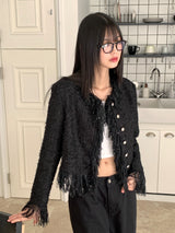 Pake Point Silver No Collar Tweed Jacket