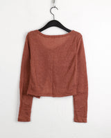 Tati unbalmed diagonal button booklet shirring knit cardigan