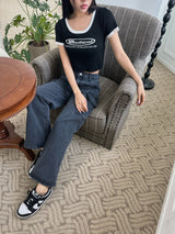 blur short sleeve cropped tee