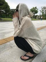ネッティングニットフードジップアップ