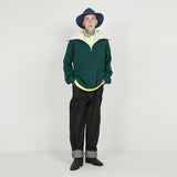 FLEECE COLLAR HALF ZIP CREW_olive (6640103424118)