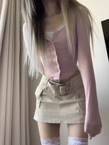 LuLu Button Slim Top (3color)