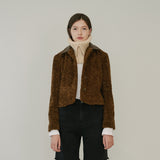 LEATHER COLLARED FLEECE JACKET (BROWN) (6645974761590)