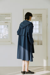 ロングフードジコート / unisex long hood coat blue navy