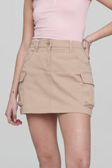 バータックカーゴミニスカート / BAR TACK CARGO MINI SKIRT BEIGE