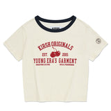 YOUTHHOSTEL GRAPHIC SEMI CROP T-SHIRT [IVORY]