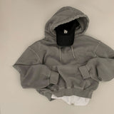 [BELLIDE MADE] Vintage Pigment Crop Hoodie