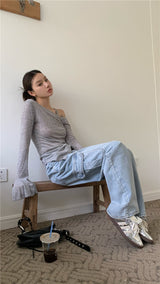 バウアオフショルダー長袖Tシャツ