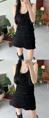 レースシャーリングビスチェ / Lace shirring bustier (4 colors)