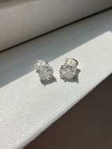 [92.5silver] オーバルキュービックワンタッチピアス
