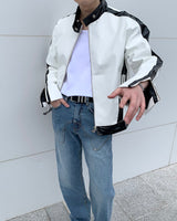 グロッシーバイカーレザージャケット / ENOC Glossy Biker Leather Jacket (2 colors)