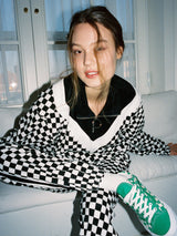 0 3 checkerboard zip-up top - BLACK (6683340963958)