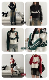 Novak Crop Double String Half Zip-Up Knitwear