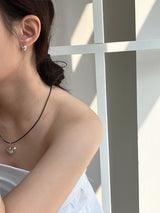 [92.5silver] マットハートワンタッチピアス