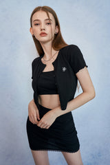 HIDE Tube Top Cardigan (Black) (6570970841206)