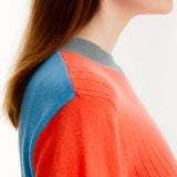 INTARSIA PANEL RIB PULLOVER_ORANGE