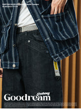 DAKYAM 2023 13.8oz Heavyweight loose silhouette original color denim jeans tall casual pants