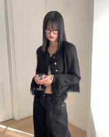 Pake Point Silver No Collar Tweed Jacket