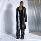 レザーシングルロングコート / Leather Single Long Coat (black)