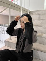 Oblique crop cardigan 
