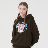 ウィティーバニーブークレワーディングフーディー／WITTY BUNNY BOOKLE WORDING HOODIE [BROWN]