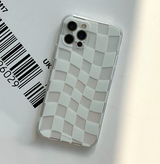 トランスペアレントチェッカーボードホワイトフォーンケース / Transparent Checkerboard White Phone Case
