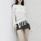[NONCODE] Rumble Off-Shoulder Unbalanced Knitwear