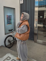 (UNISEX) オプトショルダーレザーベストダウン