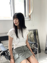 ステッチカーブラインスリットTシャツ / Stitch Curve Line Slit Tee