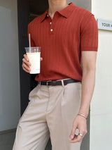 マッスルフィットVネックヘンリーネックショートスリーブニットウェア (4 colors)