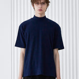 RIB MOCK NECK HALF T-SHIRT NAVY (6566874284150)