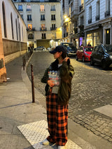 Praha deep color check pants