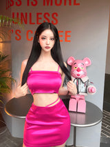 クイーンカードサテンジュエリーチューブトップ / 920. Queen card satin jewellery top (3color)