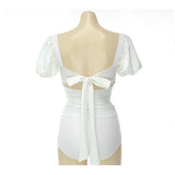 Puff Sleeve Gathered Swimsuit SW19287F