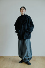 ウールフードコート/unisex wool hood coat black