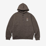 ボタンフリースフーディー/BUTTON FLEECE HOODIE_CHOCO BROWN