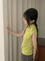 Miout Linen Twisted Collar Half Zip-up Sleeveless Vest