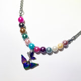 Rainbow butterfly necklace.02 (beads color random) (6672858906742)
