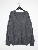 ウールVネックツイストニット/Wool V-neck Twist Knit (3color)