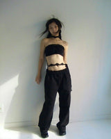 レーススウェットパンツ BLACK