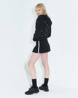 Pleated Logo-Tape Mini Skirt _ Black