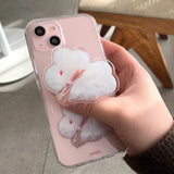 コットンバニーポポスマホグリップ/Cotton bunny popo Smart Tok ivory