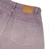 CHERRY GARMENT WASHING WIDE-FIT DENIM PANTS [PURPLE]