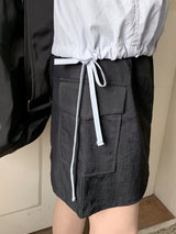 ナインビジョーポケットカーゴナイロンミニスカート/Naing Bijo Pocket Cargo Nylon Mini Skirt