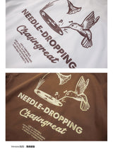DAKYAM 2023 AW Dropping Needle Hummingbird Mandala Flower Vinyl Music T-Shirt