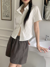 ラインロール半そでシャツ/ Epik line rolled semi-cropped short-sleeved shirt