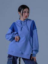 ニットブロックカットアウトフードTシャツ