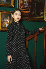 ribbon neck shirring onepiece black (6651915927670)