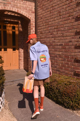 ドントウォーリーハンバーガーユニセックス半袖ワークシャツ / Dont Worry Hamburger Short-Sleeved Unisex Work Shirt