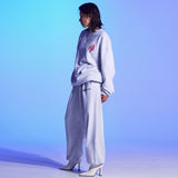 HEART PRINTING PAINTING SWEAT SHIRT-WHITE MELANGE